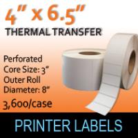 Thermal Transfer Labels 4" x 6.5" Perf